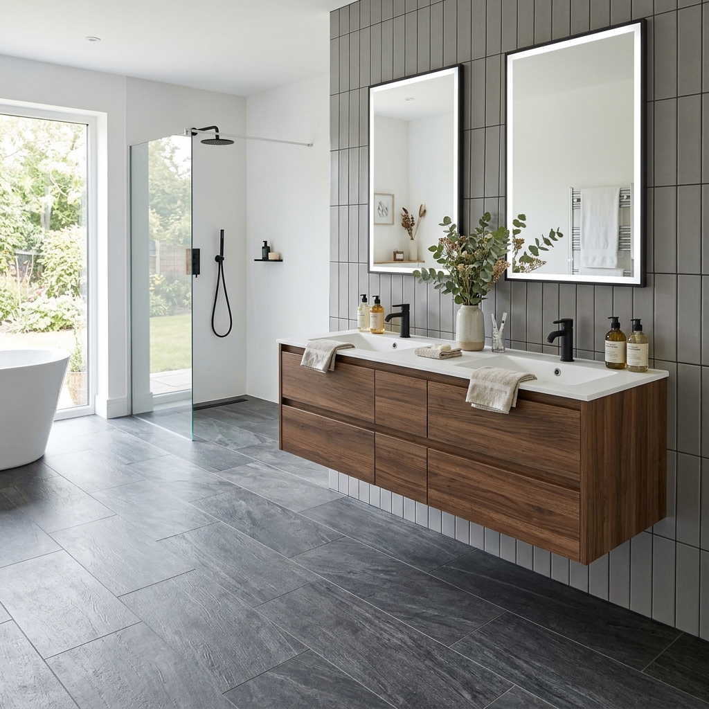 Betonlook Vinyltegels in Bedrijfspand